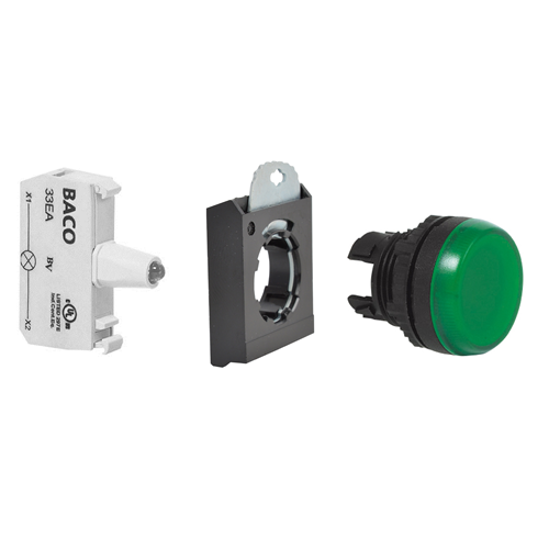 Pilot Light, Green, 230V, Complete